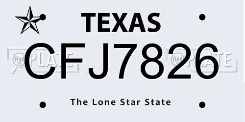 CFJ7826 Texas License Plate