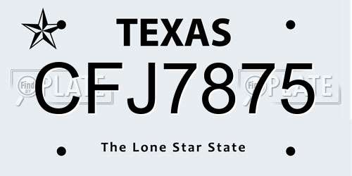CFJ7875 Texas License Plate