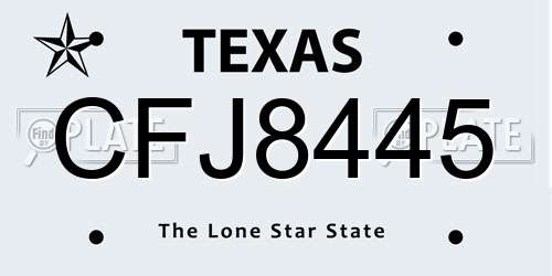 CFJ8445 Texas License Plate