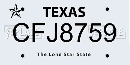CFJ8759 Texas License Plate