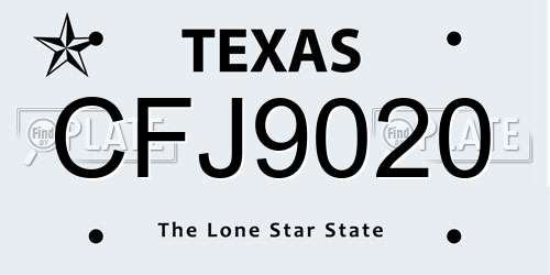 CFJ9020 Texas License Plate