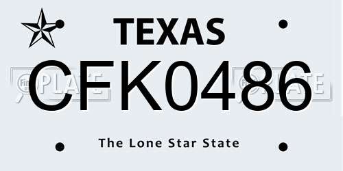 CFK0486 Texas License Plate