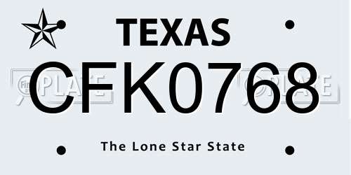 CFK0768 Texas License Plate