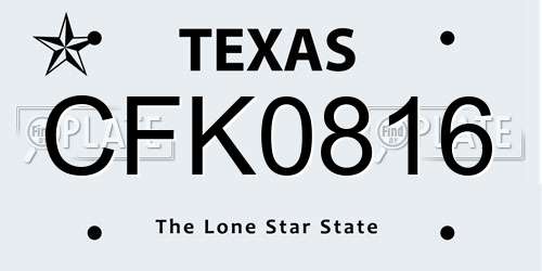 CFK0816 Texas License Plate