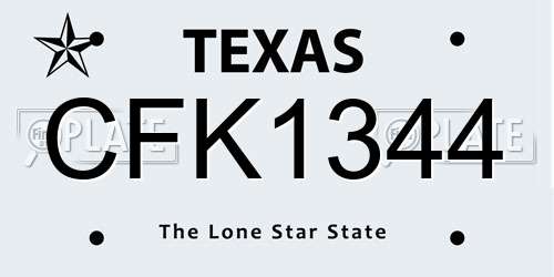 CFK1344 Texas License Plate