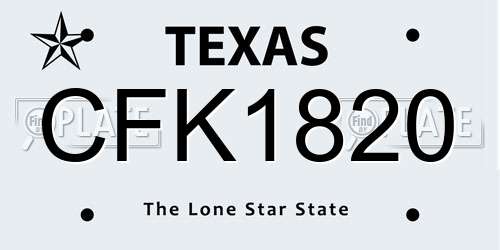 CFK1820 Texas License Plate