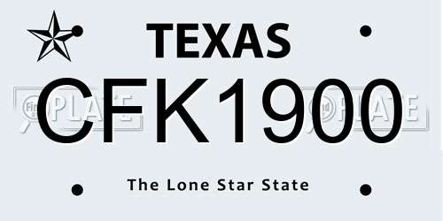 CFK1900 Texas License Plate