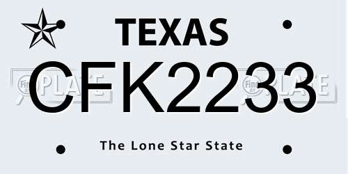 CFK2233 Texas License Plate