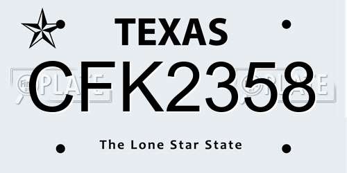 CFK2358 Texas License Plate