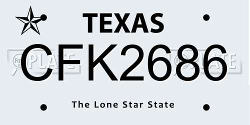 CFK2686 Texas License Plate