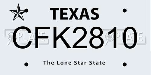 CFK2810 Texas License Plate