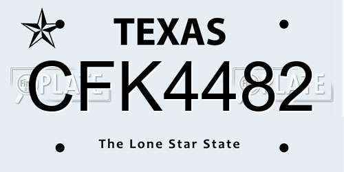 CFK4482 Texas License Plate