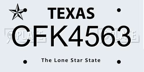 CFK4563 Texas License Plate