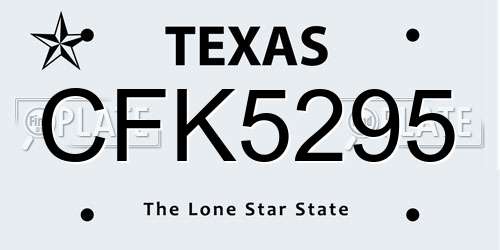 CFK5295 Texas License Plate