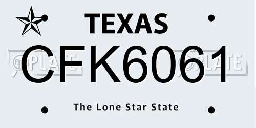 CFK6061 Texas License Plate