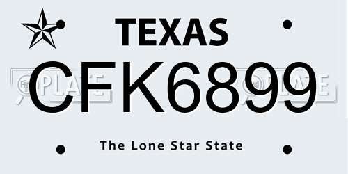 CFK6899 Texas License Plate