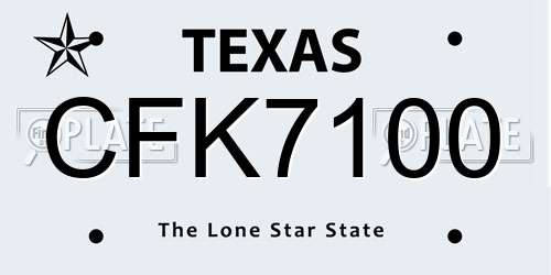 CFK7100 Texas License Plate