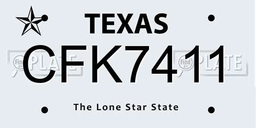 CFK7411 Texas License Plate