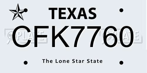 CFK7760 Texas License Plate