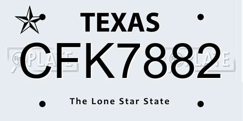 CFK7882 Texas License Plate