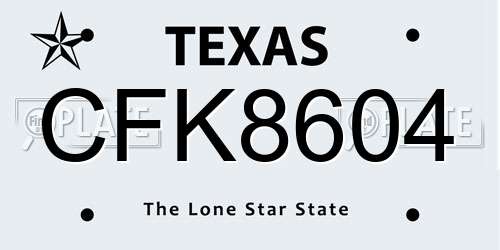 CFK8604 Texas License Plate
