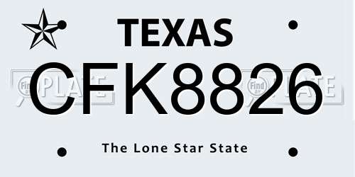 CFK8826 Texas License Plate