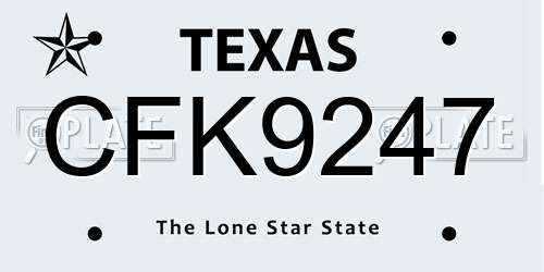 CFK9247 Texas License Plate