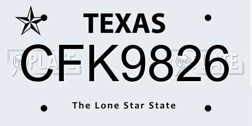 CFK9826 Texas License Plate