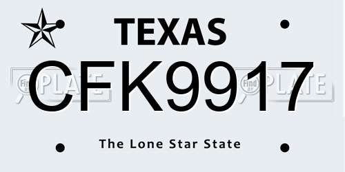 CFK9917 Texas License Plate