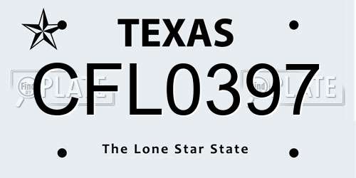 CFL0397 Texas License Plate