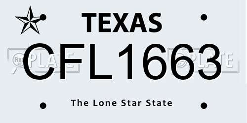CFL1663 Texas License Plate