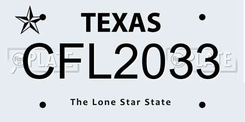 CFL2033 Texas License Plate
