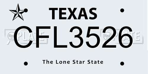 CFL3526 Texas License Plate