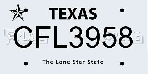 CFL3958 Texas License Plate