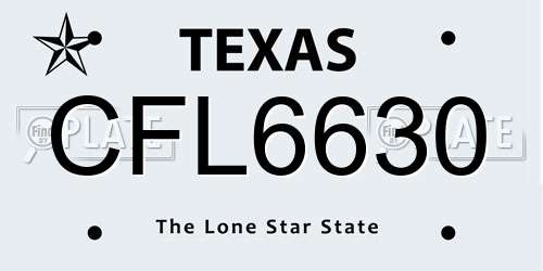 CFL6630 Texas License Plate