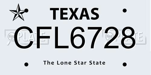 CFL6728 Texas License Plate