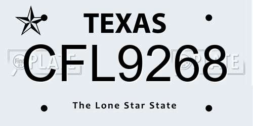 CFL9268 Texas License Plate
