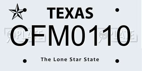 CFM0110 Texas License Plate
