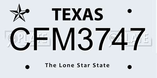 CFM3747 Texas License Plate