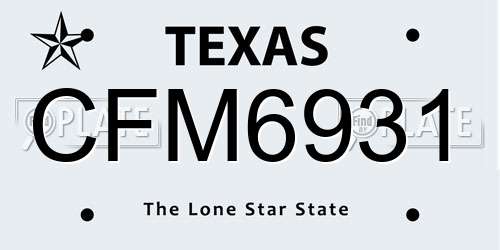 CFM6931 Texas License Plate