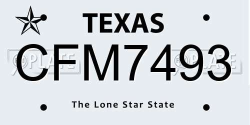 CFM7493 Texas License Plate