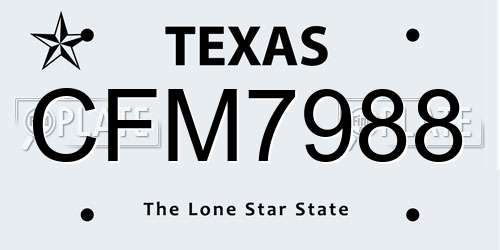 CFM7988 Texas License Plate