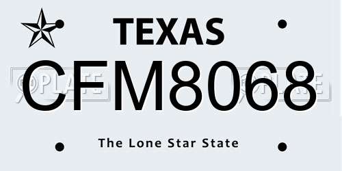 CFM8068 Texas License Plate