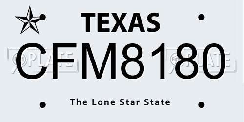 CFM8180 Texas License Plate