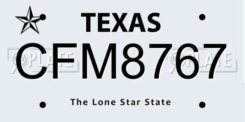 CFM8767 Texas License Plate