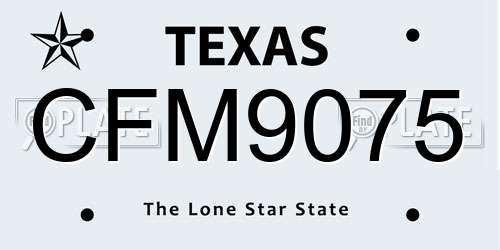 CFM9075 Texas License Plate