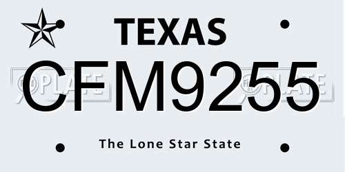 CFM9255 Texas License Plate