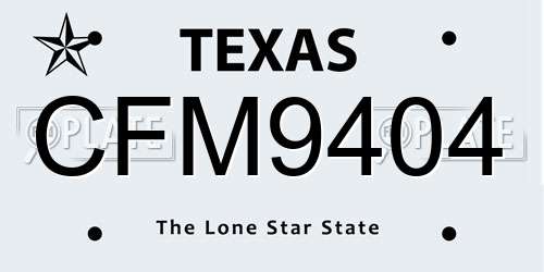 CFM9404 Texas License Plate