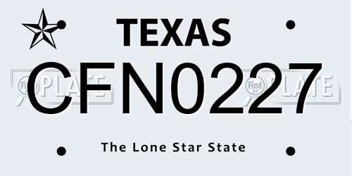 CFN0227 Texas License Plate