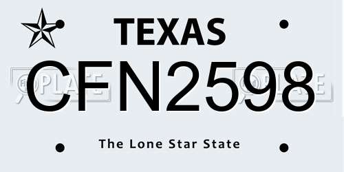 CFN2598 Texas License Plate